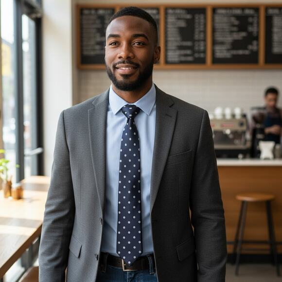 Classic Polka Dot Mens Silk Tie Acetate Rayon - Picture 1 of 5